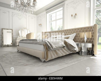 Interior of a classic style bedroom in luxury villa. 3d rendering Stock Photo
