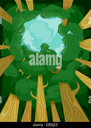 Illustration Featuring a Canopy Formed by Trees in a Forest Stock Photo