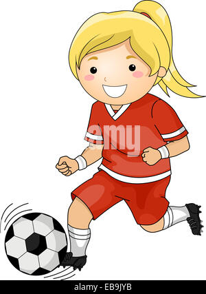 Illustration of a Girl Playing Soccer Stock Photo