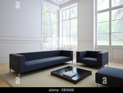 sofa of tissue in a modern living room. 3d rendering Stock Photo