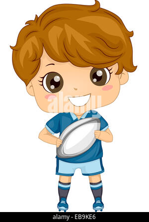 Illustration of a Boy Dressed in Rugby Gear Stock Photo