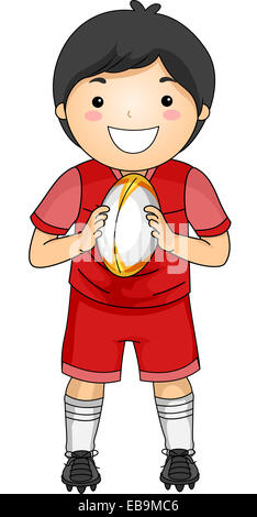 Illustration of a Boy Dressed in Rugby Gear Stock Photo