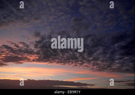 Fleecy clouds, altocumulus, in the evening sky, Germany Stock Photo