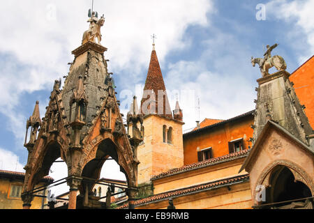 Scaliger Tombs - Gothic tombstones of three members of the genus Scaligero in Verona, Italy Stock Photo