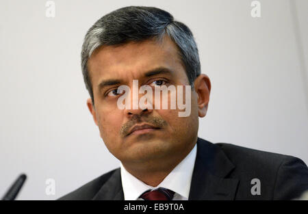 Munich, Germany. 27th Nov, 2014. Arunjai Mittal, member of the managing board responsible for Sales and Marketing of semiconductor manufacturer Infineon is seen during the company's annual press conference in Neubiberg near Munich, Germany, 27 November 2014. Photo: Andreas Gebert/dpa/Alamy Live News Stock Photo