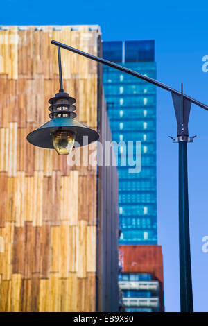 Street lamp, Council House 2 (CH2)  is a highly sustainable office building designed by City of Melbourne & Design Inc. Stock Photo