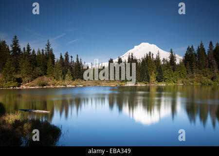 Mirror Lake with Mount Hood, Government Camp, Oregon, United States Stock Photo