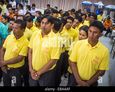 Bangkok, Bangkok, Thailand. 28th Nov, 2014. Thais wait to offer birthday and get well wishes for Bhumibol Adulyadej, the King of Thailand. The King was born on December 5, 1927, in Cambridge, Massachusetts. The family was in the United States because his father, Prince Mahidol, was studying Public Health at Harvard University. He has reigned since 1946 and is the world's currently reigning longest serving monarch and the longest serving monarch in Thai history. Bhumibol, who is in poor health, is revered by the Thai people. His birthday is a national holiday and is also celebrated as Father Stock Photo