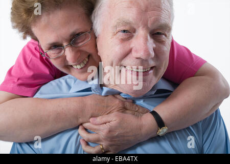 Portrait of an older couple embracing, Stock Photo