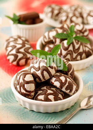 Two chocolates cookies, Recipe available. Stock Photo