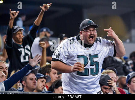 Arlington, Texas, USA. 27th Nov, 2014. Eagles fans celebrate during an NFL football game between the Philadelphia Eagles and Dallas Cowboys on Sunday, November 27th, 2014, at AT&T Stadium in Arlington, Texas. Credit:  Cal Sport Media/Alamy Live News Stock Photo