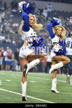 Arlington, Texas, USA. 27th Nov, 2014. Dallas Cowboys Cheerleaders perform during an NFL football game between the Philadelphia Eagles and Dallas Cowboys on Sunday, November 27th, 2014, at AT&T Stadium in Arlington, Texas. Credit:  Cal Sport Media/Alamy Live News Stock Photo