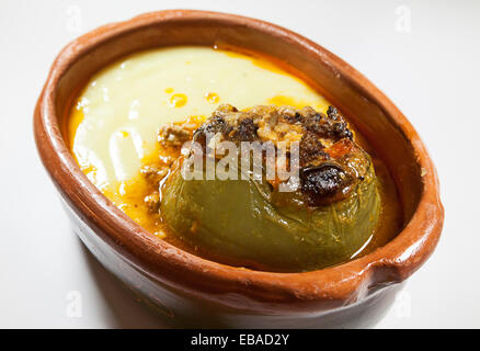 Dish of stuffed peppers, traditional Serbian food. Stock Photo