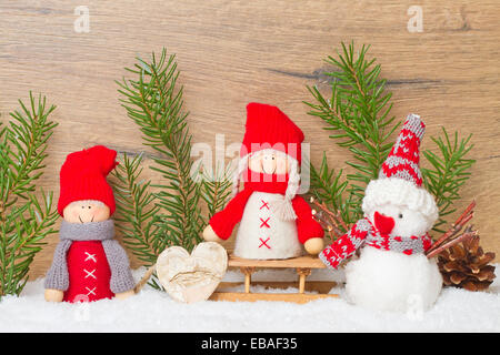 Happy christmas card with cute figures Stock Photo