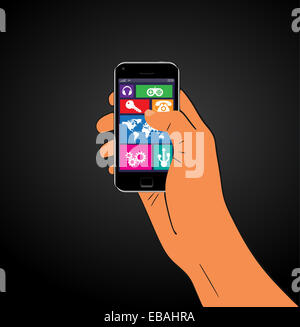 Mobile phone in the hand. Vector illustration Stock Photo