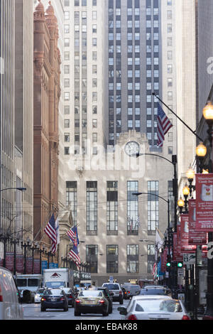 Street of Chicago. Image of La Salle street in Chicago downtown at ...