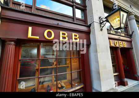 Exterior of John Lobb, boot & shoemaker in St James St, London, SW1. Holder of several royal warrants. Stock Photo