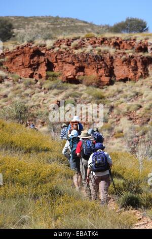 Bushwalkers on Giles Track, Watarrka National Park, Central Australia ...