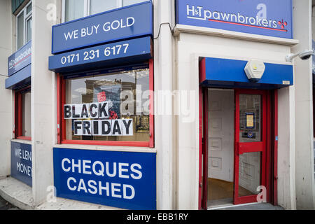 Black Friday sale at a Pawnbrokers in south east London, UK. Stock Photo