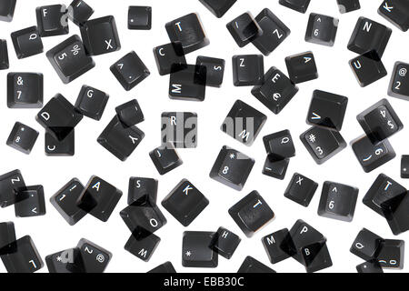 random keyboard keys isolated on white background Stock Photo