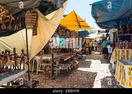 TRINIDAD, CUBA, MAY 8, 2014. Clothes and souvenirs for sale in the street in Trinidad, Cuba, on May 8th, 2014. Stock Photo