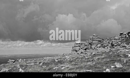 Storm clouds gathering over Belstone Common, Dartmoor, looking north Stock Photo