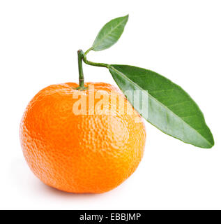tangerine with leaves isolated on white Stock Photo