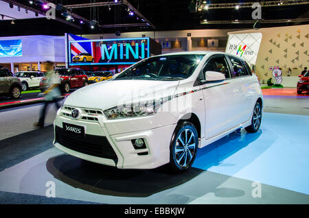 Nonthaburi, Thailand. 28th November, 2014. Toyota Yaris car on display at Thailand International Motor Expo 2014 on November 28, 2014 in Nonthaburi, Thailand. Credit:  Chatchai Somwat/Alamy Live News Stock Photo