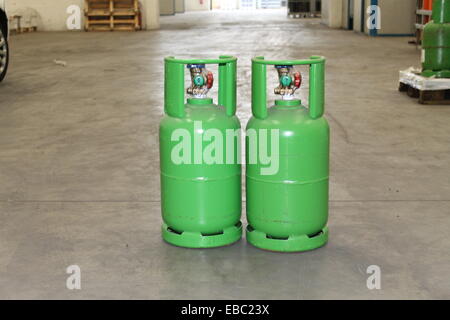 refrigerant gas cylinders Stock Photo