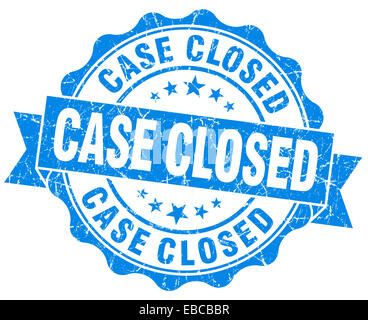 Case closed blue vintage seal isolated on white Stock Photo