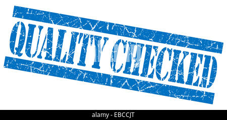 quality checked blue square vintage grunge isolated sign Stock Photo ...