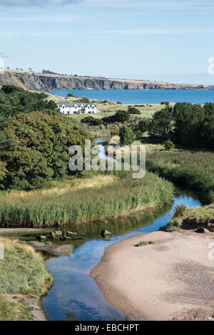 View over Lunan bay on the Angus coast in Scotland. Stock Photo