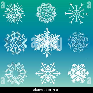 illustration of icon set of 6 different snowflakes. Set-2 Stock Photo ...