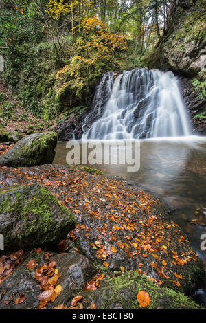 Waterfall in the Fairy Glen on the Black Isle of Scotland. Stock Photo