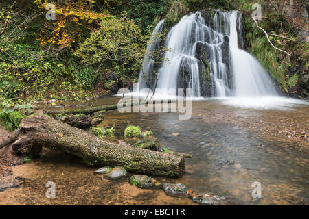 Waterfall in the Fairy Glen on the Black Isle of Scotland. Stock Photo