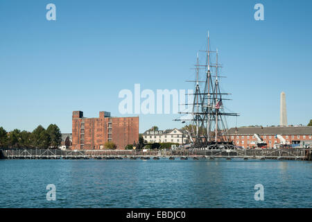 USS Constitution moored in Boston Harbor in October 2014. Stock Photo