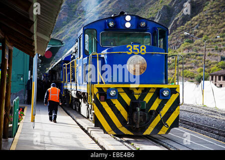 Train at Station, Ollantaytambo, Urubamba Province, Cusco Region,Peru Stock Photo