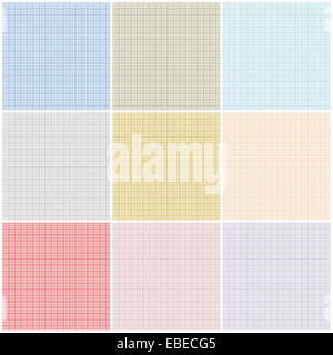 Set of nine colorful square graph paper Stock Photo