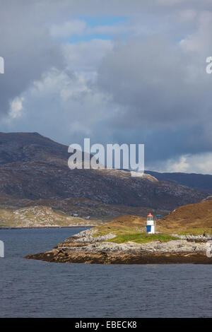 Warning beacon on the entrance to Uig Harbour, Inner Hebrides, Scotland. Stock Photo