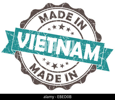 made in vietnam turquoise grunge seal isolated on white background Stock Photo