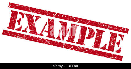 example red grungy stamp isolated on white background Stock Photo