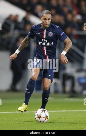 Gregory Van Der Wiel (psg) scored a goal during the French Championship  Ligue 1 football match between Paris Saint Germain and SCO Angers on  January 23, 2016 at Parc des Princes stadium