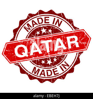 made in Qatar vred stamp isolated on white background Stock Photo