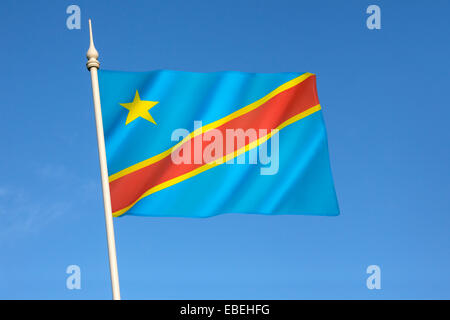 Flag of the Democratic Republic of the Congo (Congo-Kinshasa, DROC) Stock Photo