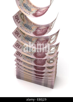 Flying Mexican Pesos (isolated with clipping path) Stock Photo