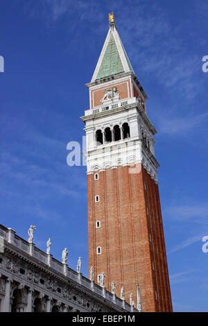 Venice Italy San Marco detail statues on National Library building in St. Marks Piazza Stock Photo