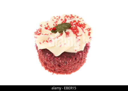 Christmas decorated cupcake isolated against white Stock Photo