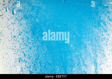 blue winter background frost on window Stock Photo