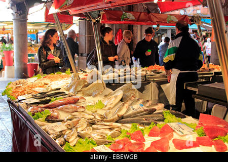 Venice Italy Rialto fish market fresh fish and seafood Stock Photo