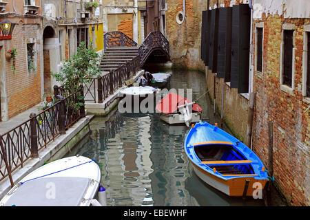 Venice San Marco a small canal with boats Stock Photo